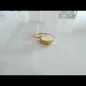 Zoë chicco 14k solid gold horizontal diamond baguette ring size 6